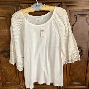 NWT Anthropologie soft white short sleeve top, Size S